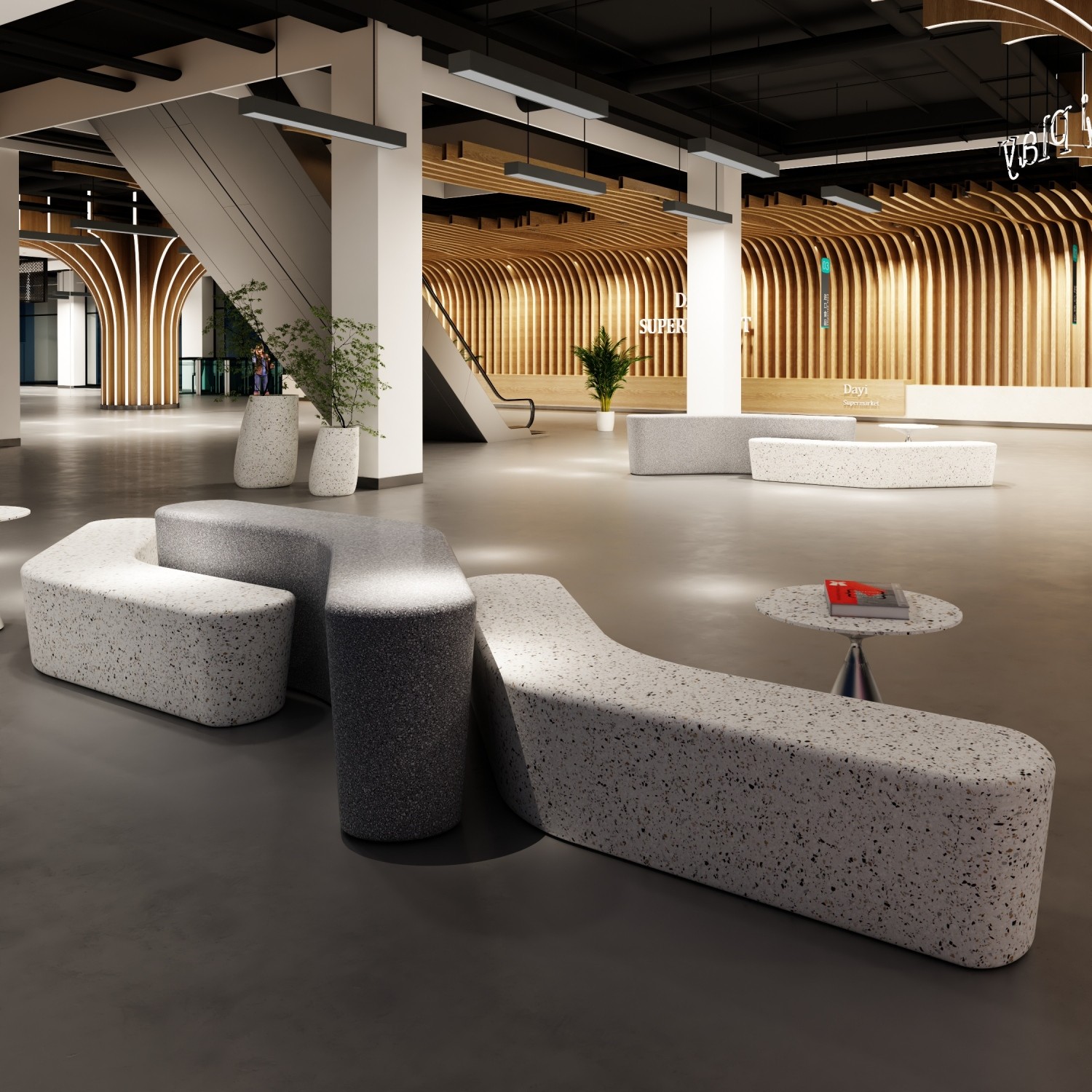 Landscape stool - hotel club L-shaped stool combination  