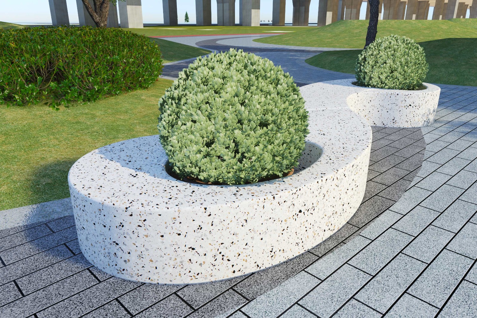 Landscape stool - Park S-shaped stool flowerpot