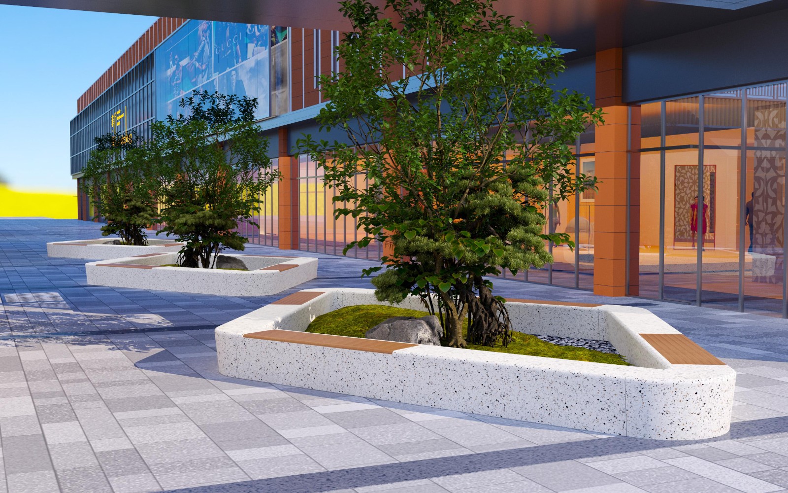 Large Shopping Mall Sitting Stool Combination